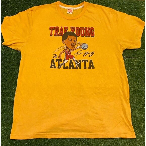 HOMAGE Shirts Atlanta Hawks Shirt Mens Xxl Trae Young Yellow Red